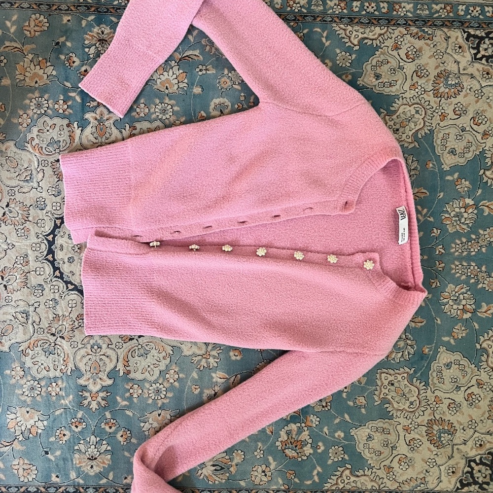 Zara Pink Button-Up Cardigan